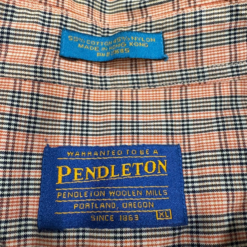 Vintage Pendleton Plaid Shirt XL Cotton Nylon Hong Kong